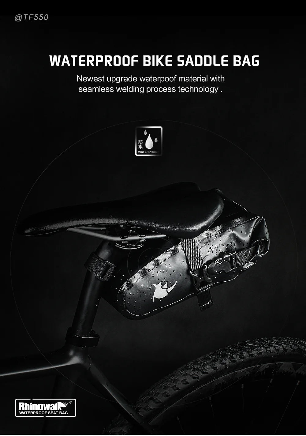 Rhinowalk Waterproof Bike Saddle Seat Bag 2.5L/4L-TF551-TF552